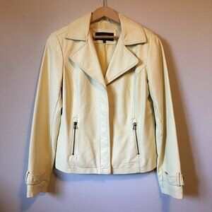 Northern Reflections Cream Vegan Leather Moto Jacket Small Faux Leather